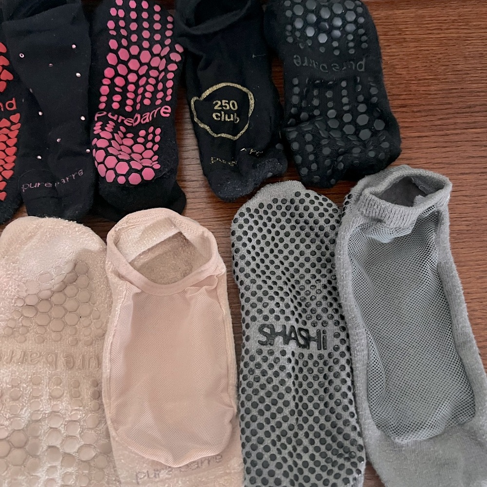 Sticky socks, 8 pair. Greta for barre/ most are PURE BARRE brand